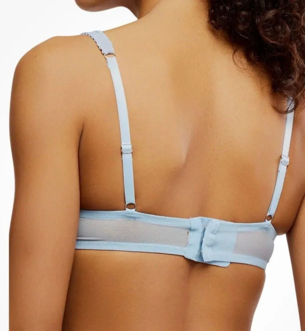 Free People NWT size 34B Homegrown Eyelet Demi-Cup Underwire Bra Clear Sky